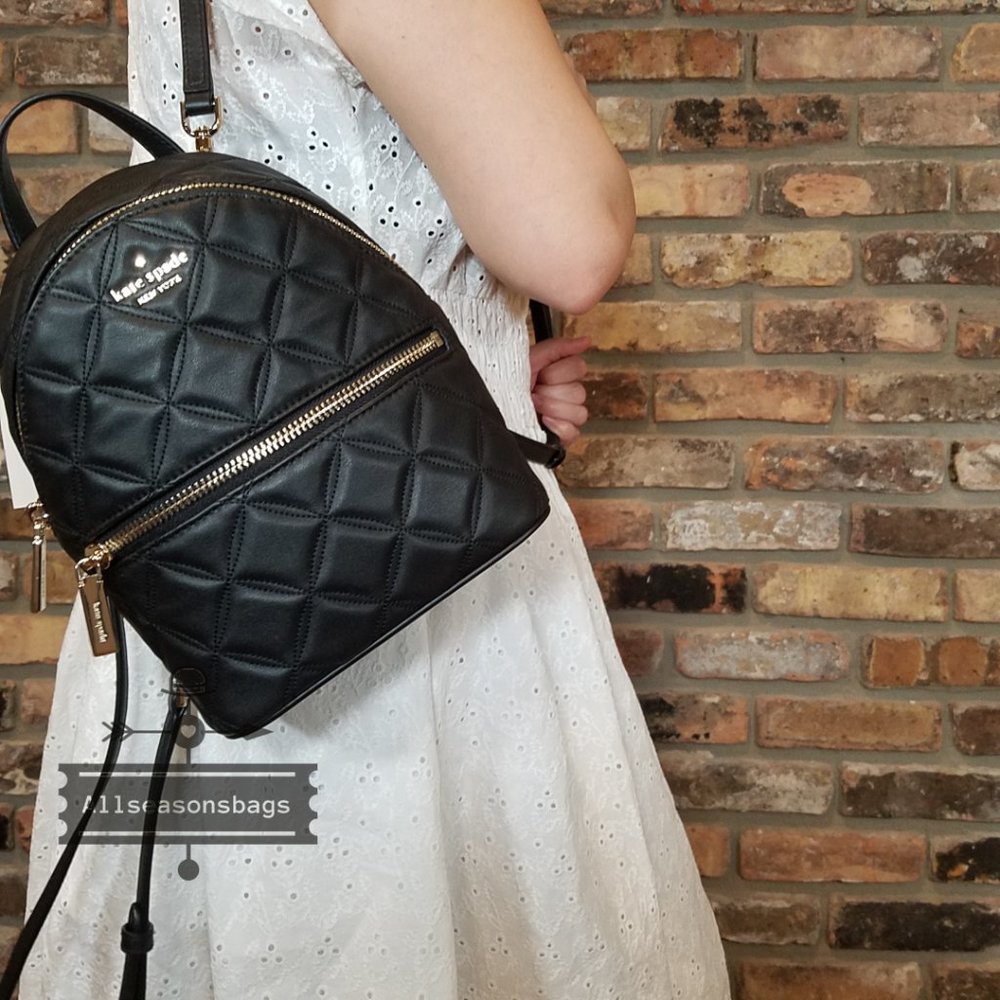 KATE Spade Mini Natalia Backpack Crossbody BLACK small size cow leather new